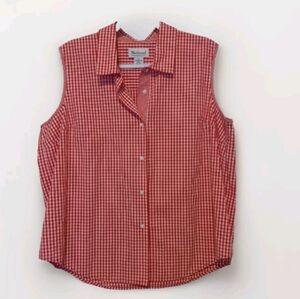 Westbound Woman's Red Sleeveless Button Up Gingham Top size XL